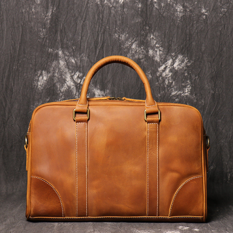 Men's Leather Portable Crazy Horse Large Capacity Men's Handbags
