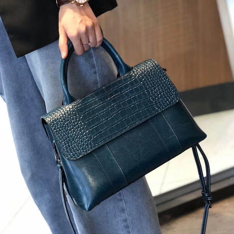 Women's Fashion Genuine Leather Portable Large Capacity Handbags