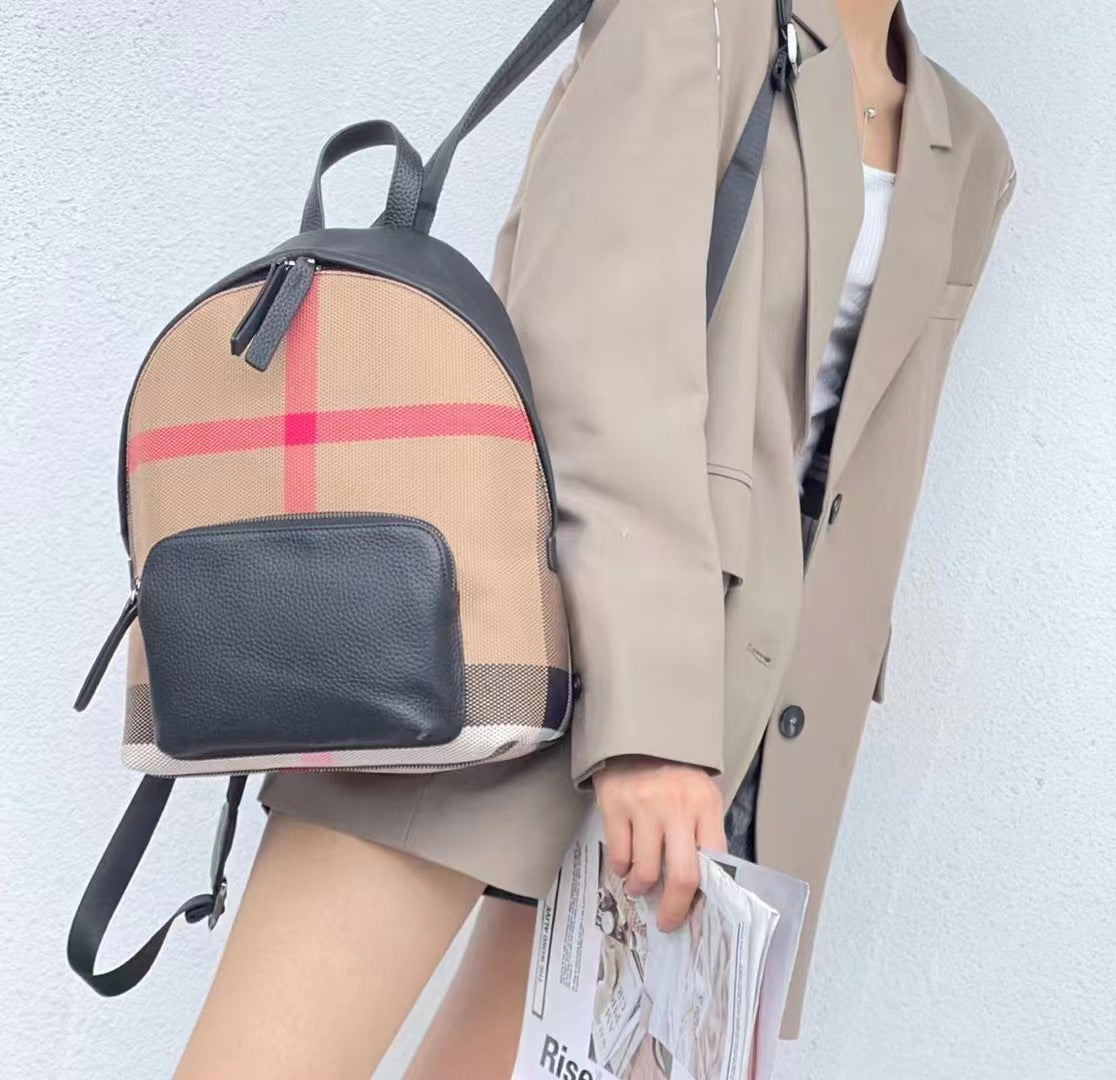 Women's & Men's Trendy Fashion Scottish Canvas Stitching Versatile Backpacks