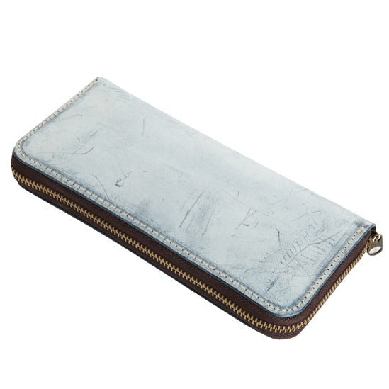Women's & Men's & Genuine Leather Mist Wax Long Men's Wallets