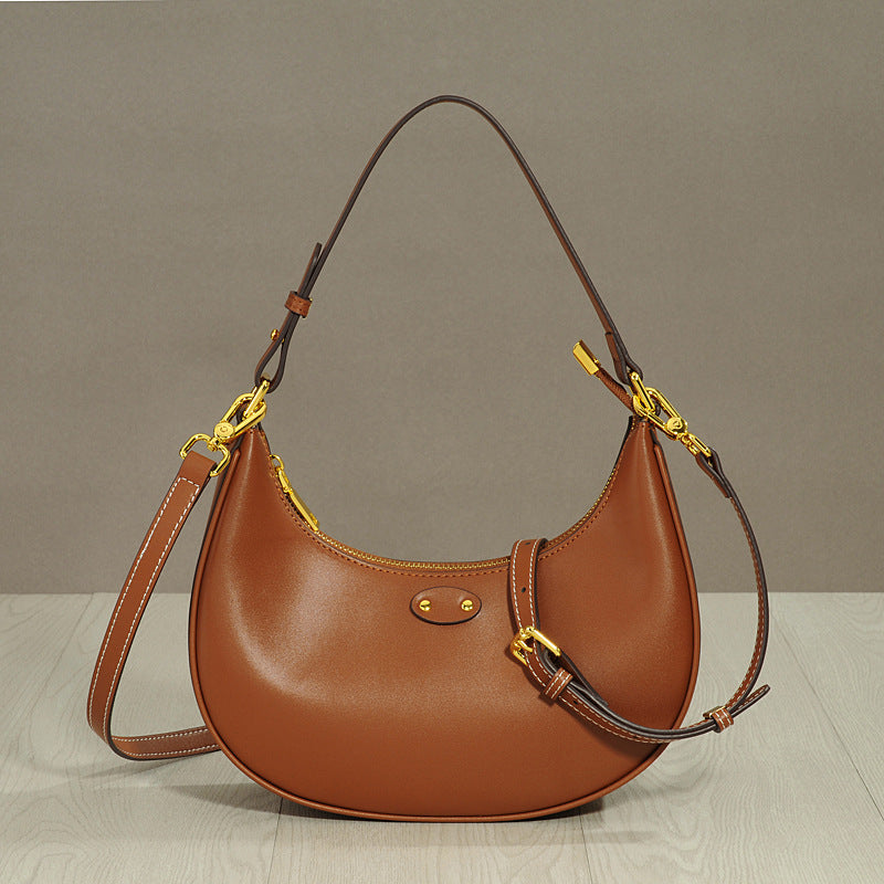 Women's Underarm Carrying Presbyopic Genuine Leather Retro Handbags