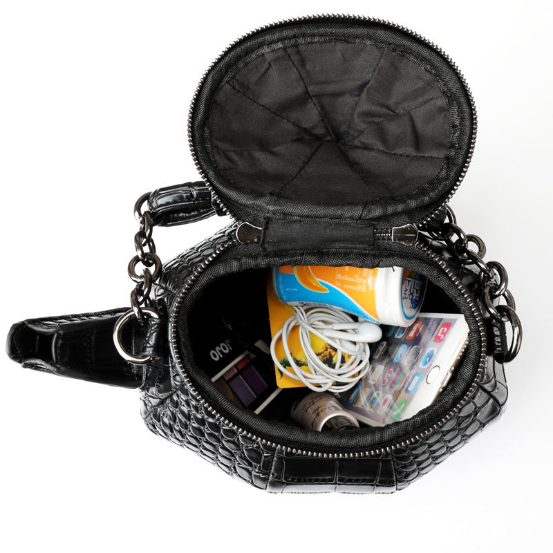 Women's Crocodile Pattern Creative Chinese Style Teapot Shoulder Bags