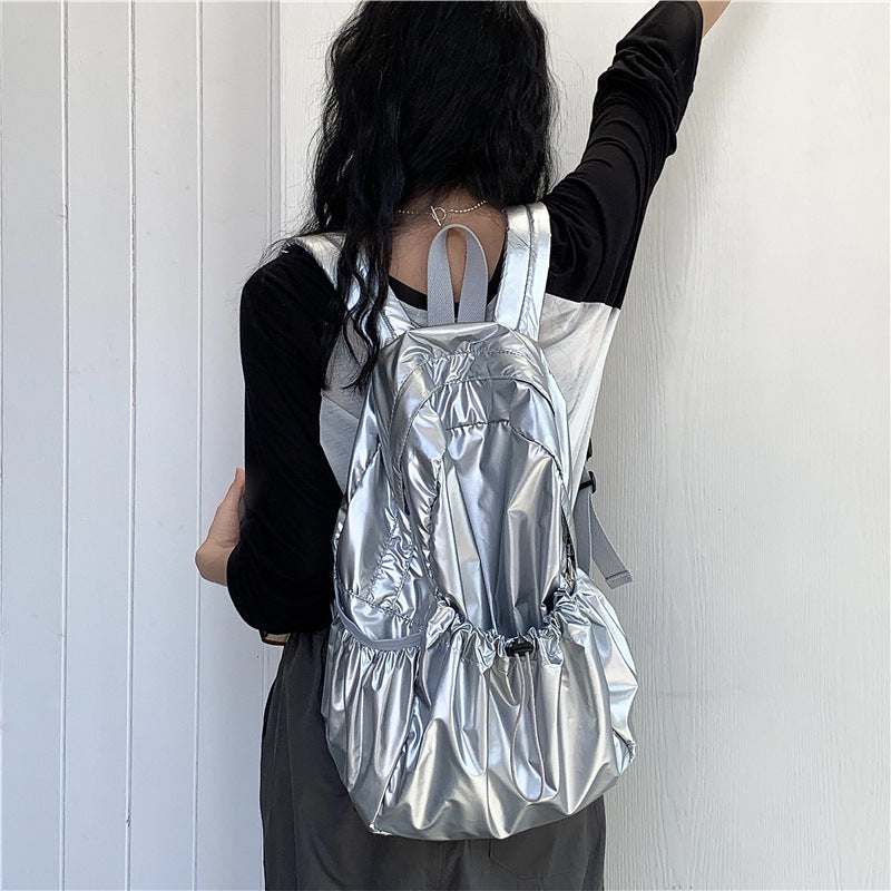 Women's Drawstring Ruffle Sier Style Lightweight Large Backpacks