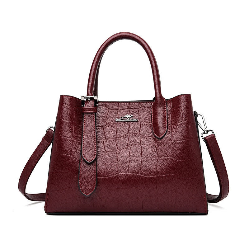 Women's Leather Versatile Large Capacity Mom Cross Handbags