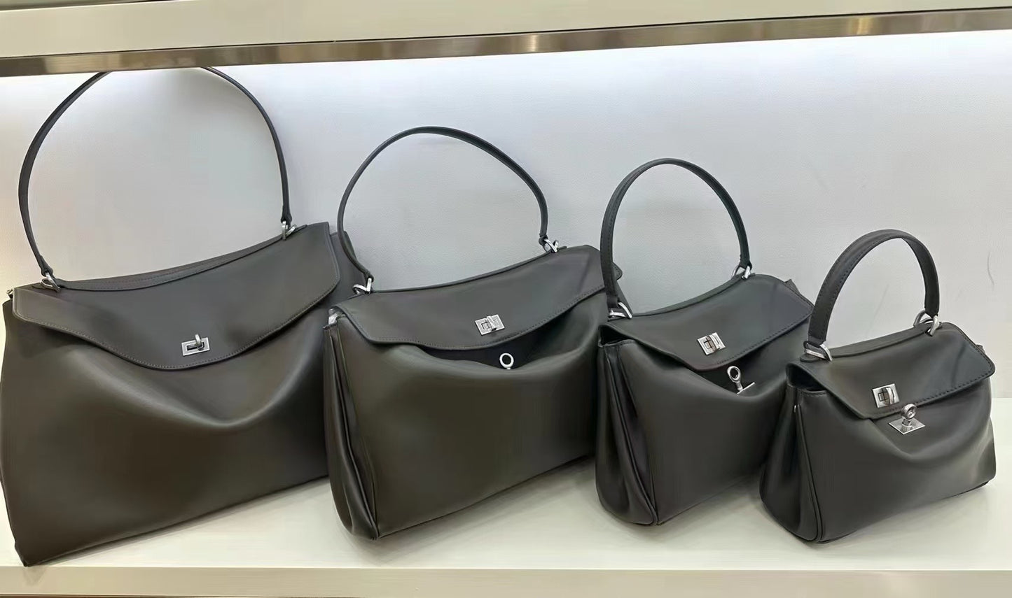 Retro Fashionable Cowhide Kelly Large Capacity Handbags