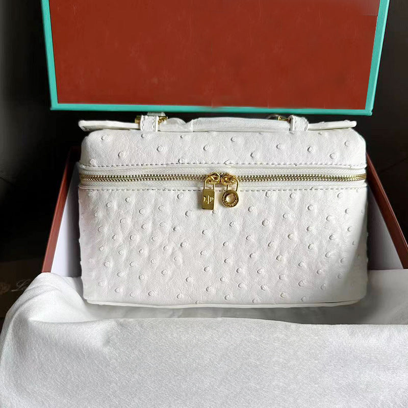 Women's Lunch Box Ostrich Leather Popular For Crossbody Bags