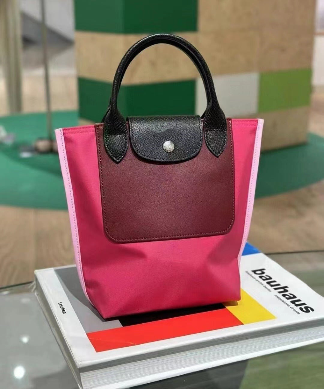 Women's Color-matching Leather Patchwork Portable Dumpling Handbags