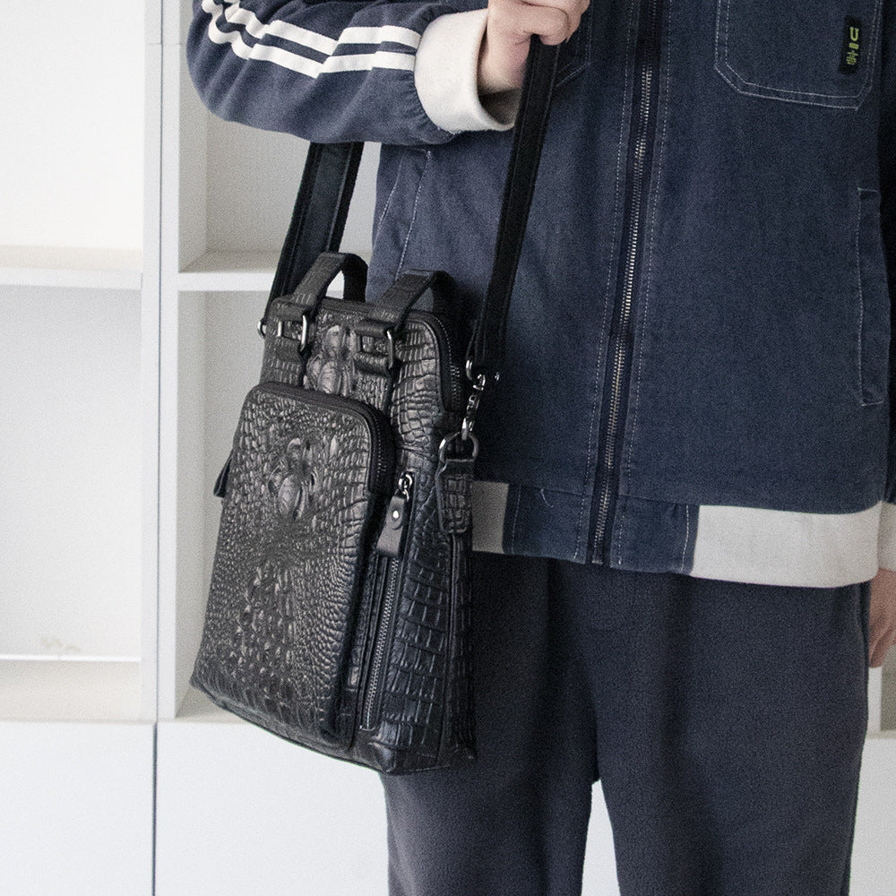 Men's Oil Wax Leather Vertical First Layer Bags