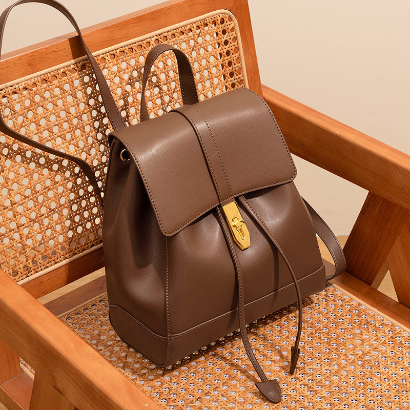 Women's Lightweight Genuine Leather College Trip Large Backpacks