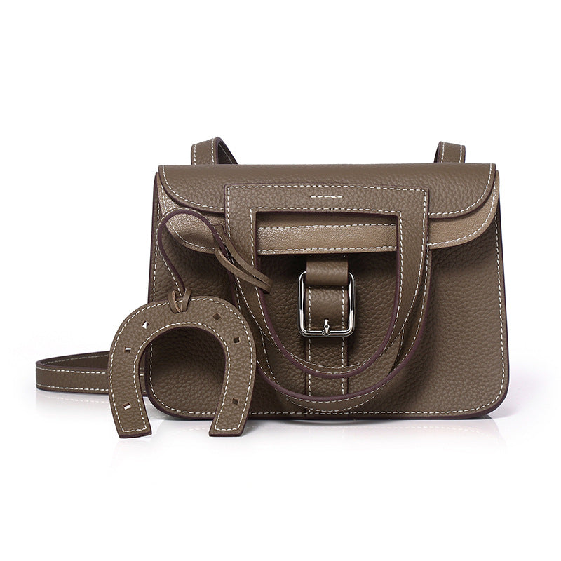 Women's One Hand Top Layer Cowhide Lychee Pattern Crossbody Bags