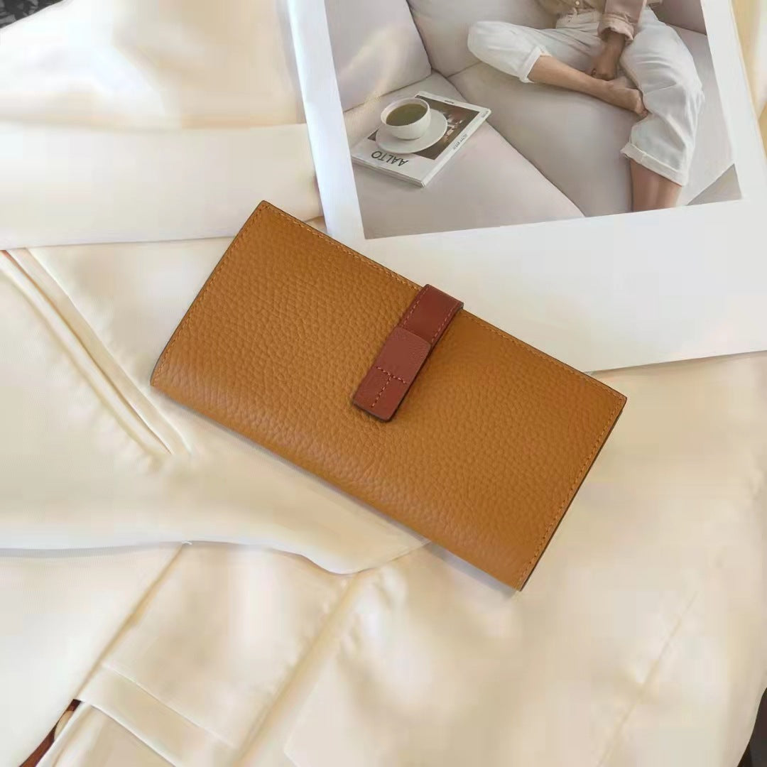 Classic Long First Layer Cowhide Clutch Handbags