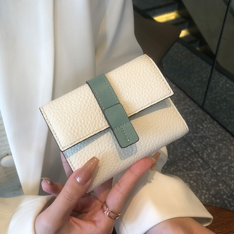 Women's Leather Short Contrast Color First Layer Ladies Wallets