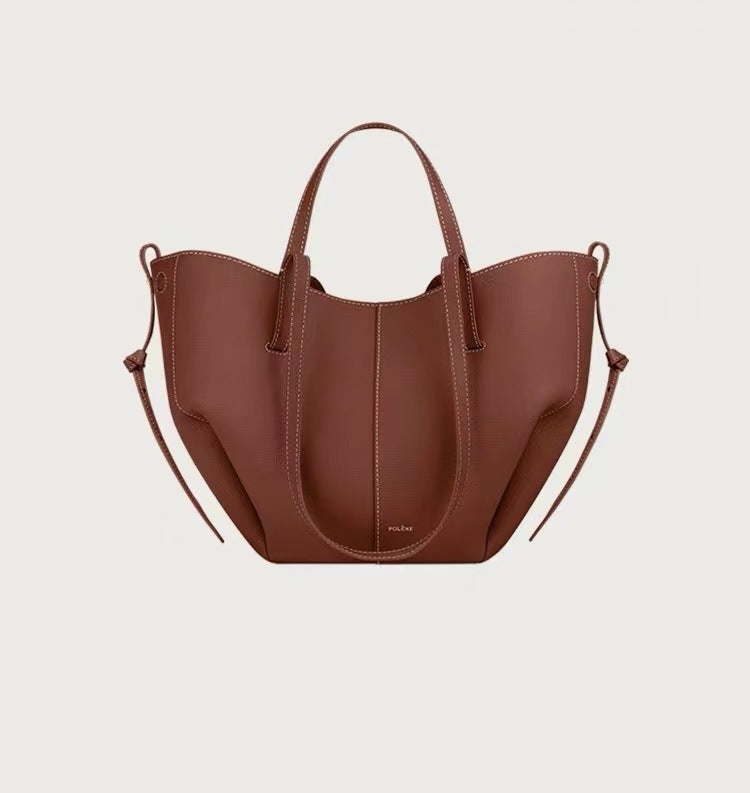 Barrel Litchi Grain Cowhide Wings Style Bags