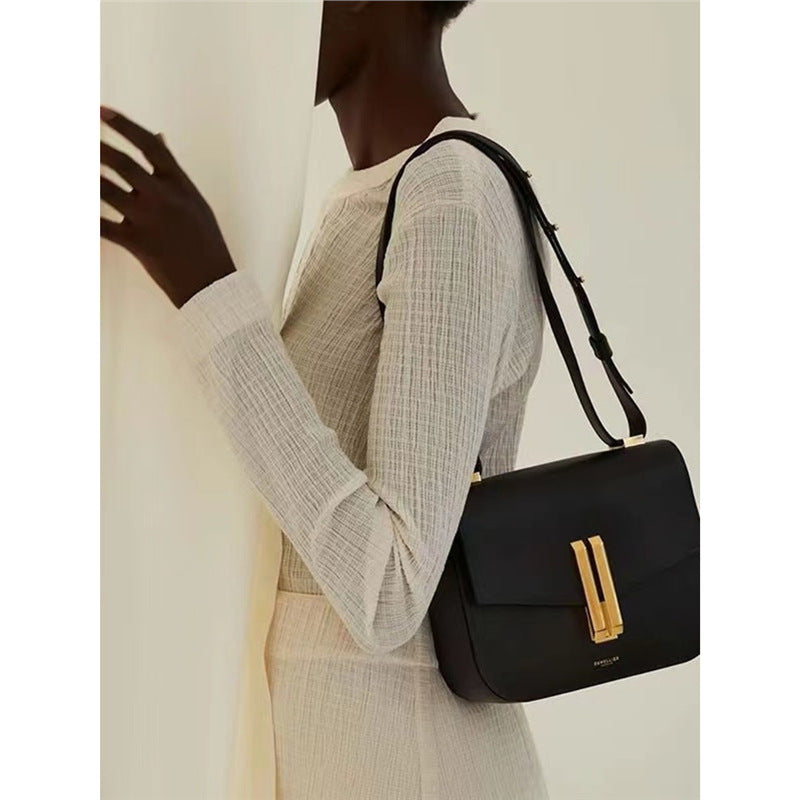 Women's Glamorous British Design Leather Tofu Crossbody Bags