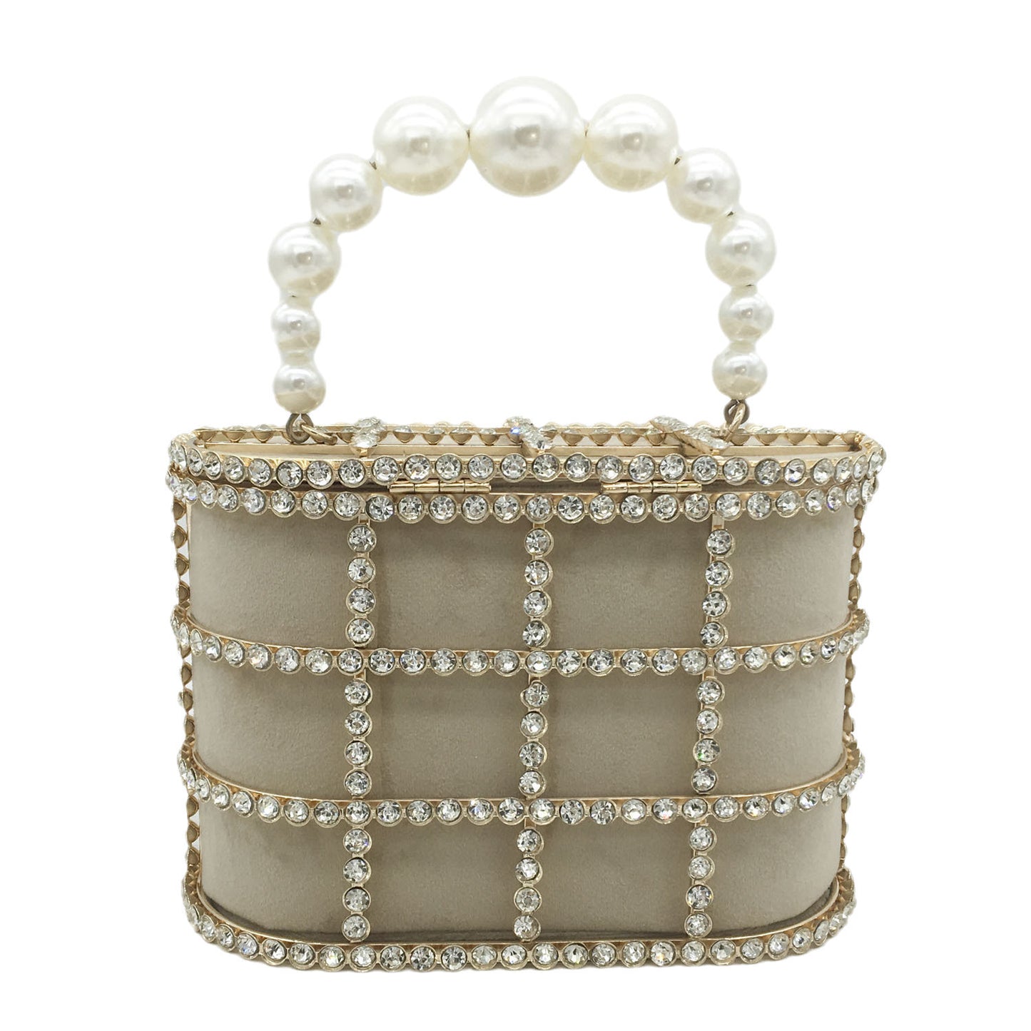 Women's Metal Pearl Diamond Chain Pig Cage Handbags