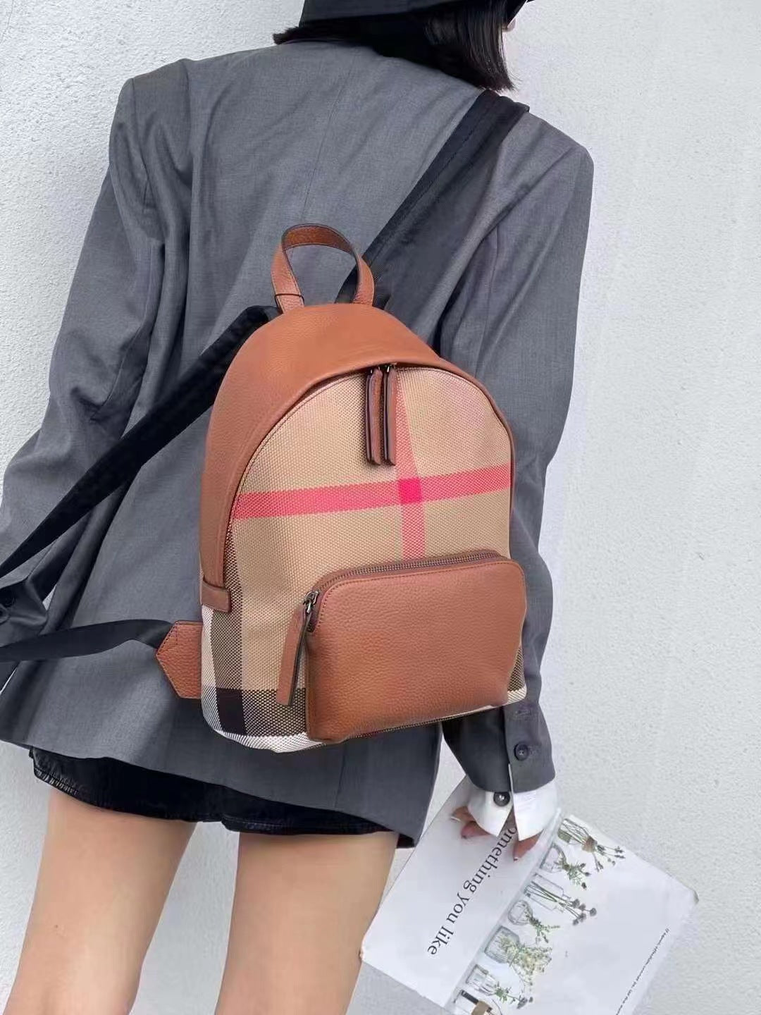 Women's & Men's Trendy Fashion Scottish Canvas Stitching Versatile Backpacks
