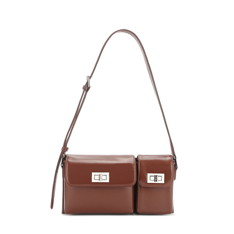 Women's Kendall Cowhide Double Underarm Vintage Commuter Shoulder Bags