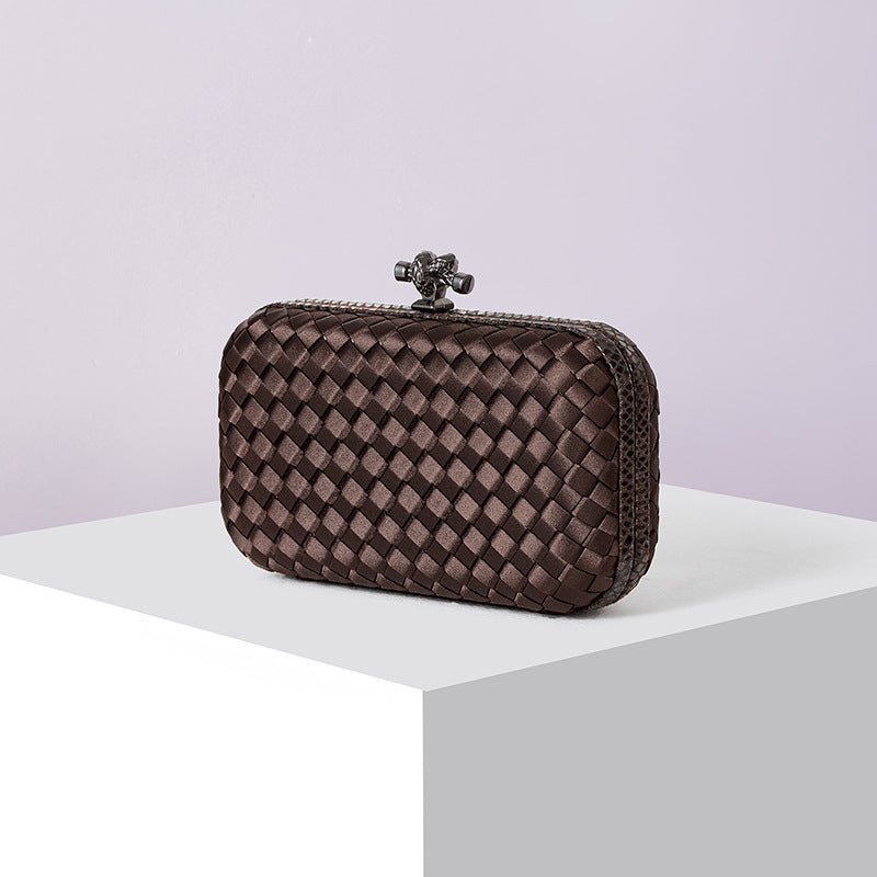 Women's Silk Hand-woven Simplicity Dinner Chain Pouch Evening Bags