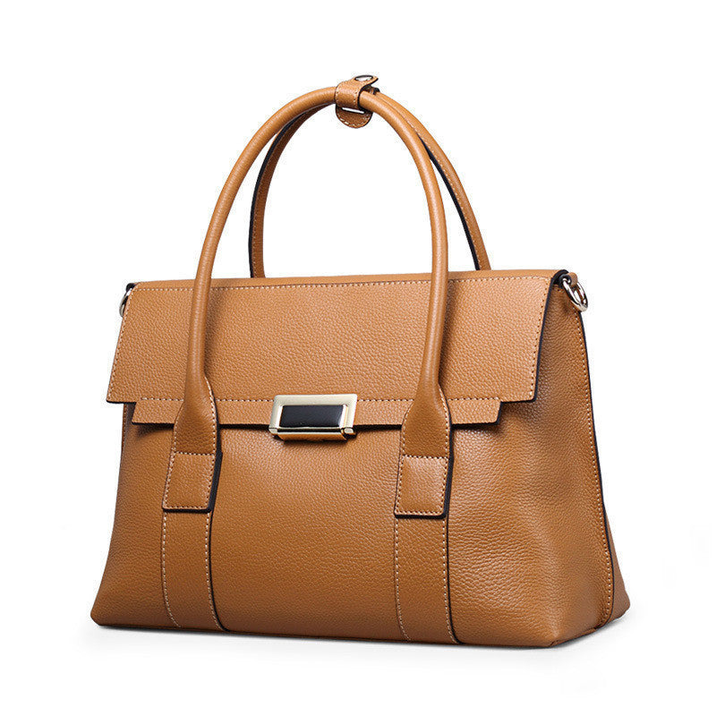 Women's Business Commute Leather Solid Color Genuine Handbags
