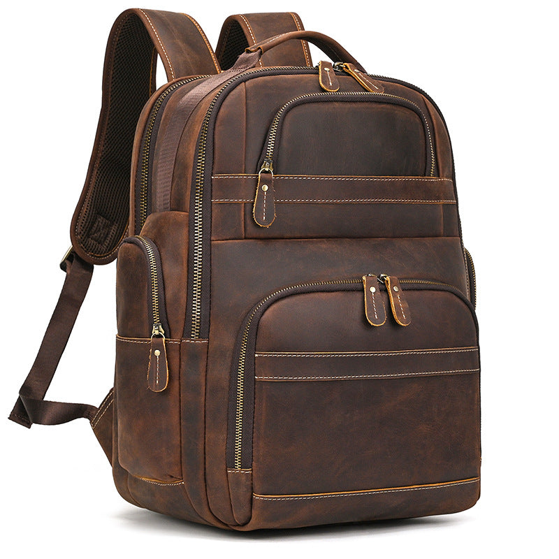 Men's Capacity Genuine Leather Retro Crazy Horse Shiralee Big Backpacks