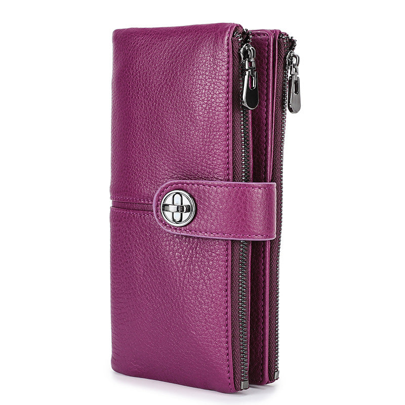 Women's Black Angel Swiping With Long Cowhide Ladies Wallets
