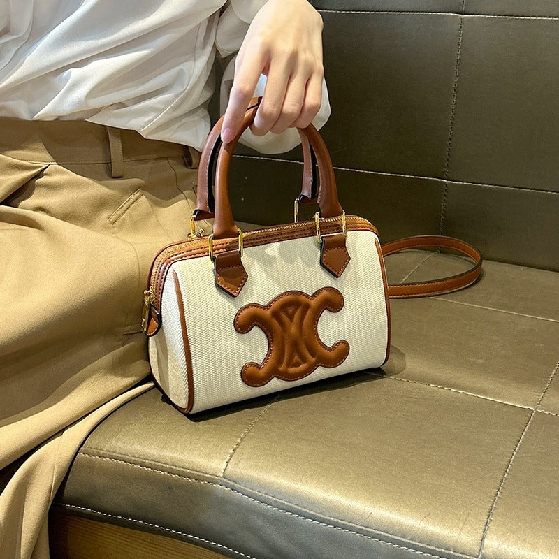 Women's Genuine Leather Boston Pillow Portable Same Handbags