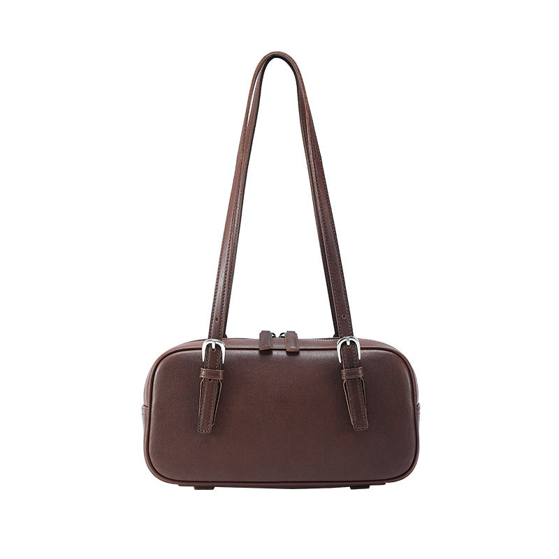 Bowling Female Niche Vegetable Tanned Leather Armpit Bags