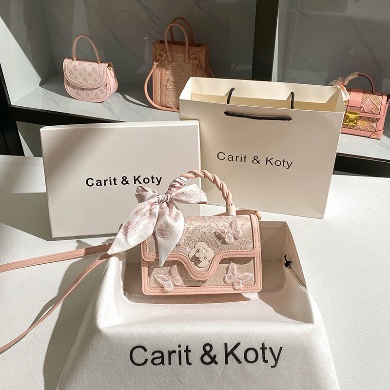New Niche Twist High-grade Embroidered Bow Handbags