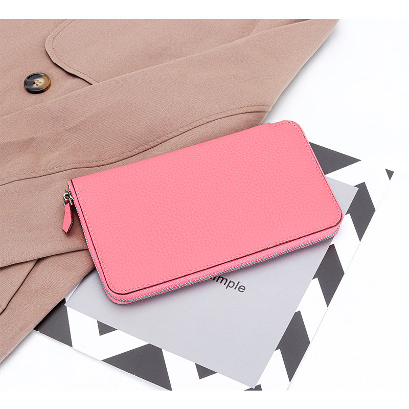 Long Genuine Leather Zipper Large Capacity Ladies Wallets