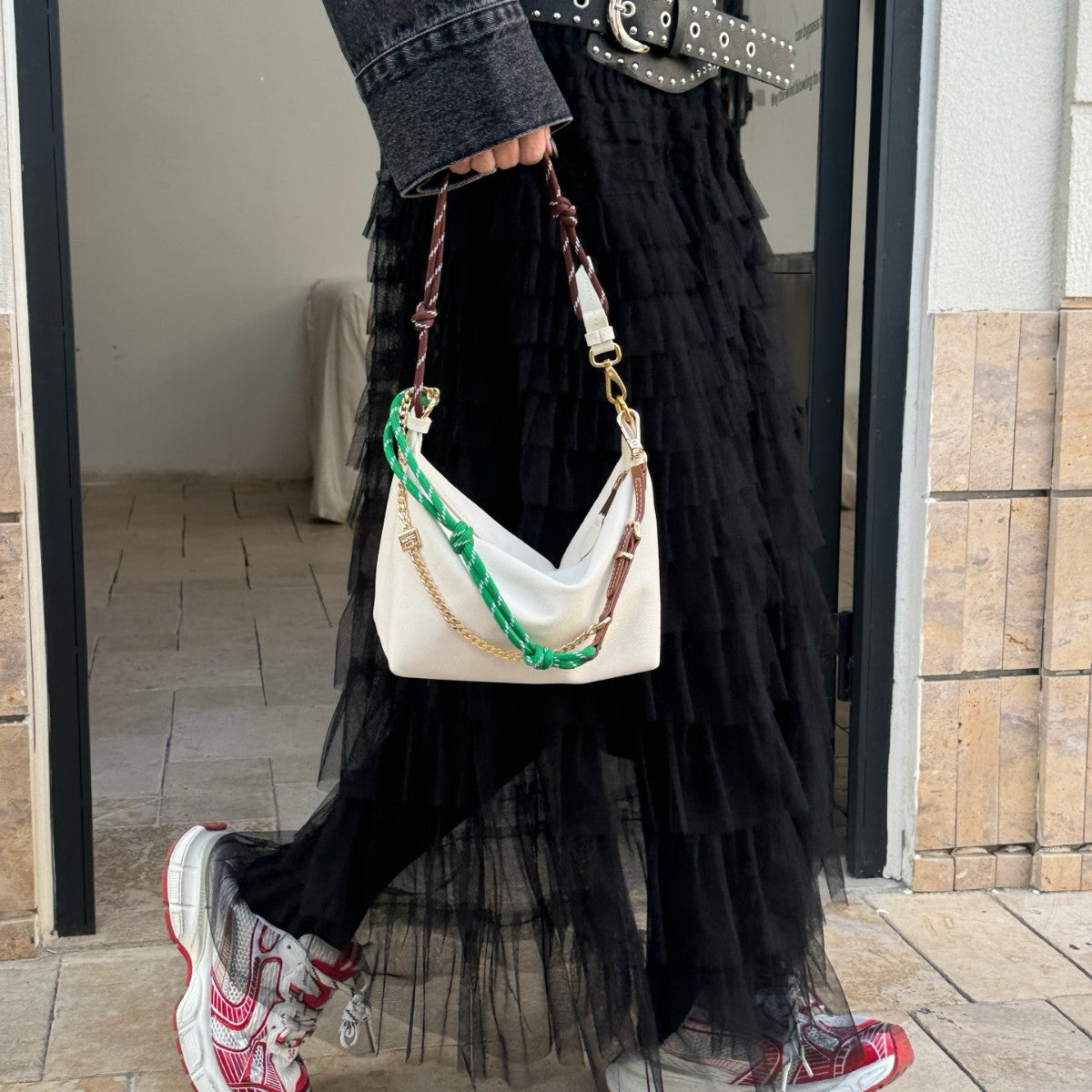 Matching Lunch Box Contrast Color Canvas Shoulder Bags