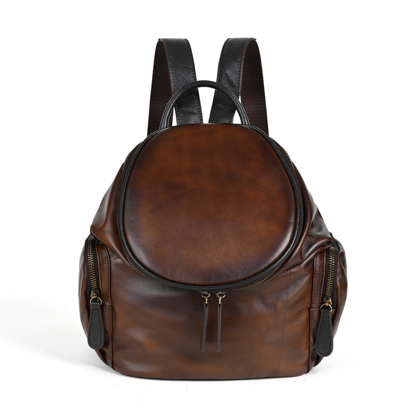 Women's First Layer Cowhide Soft Retro Leisure Backpacks