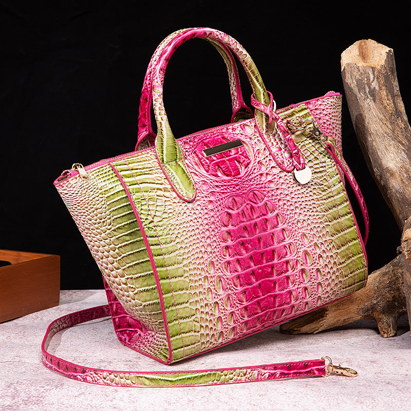 Classy Women's Crocodile Pattern Large Capacity Handbags