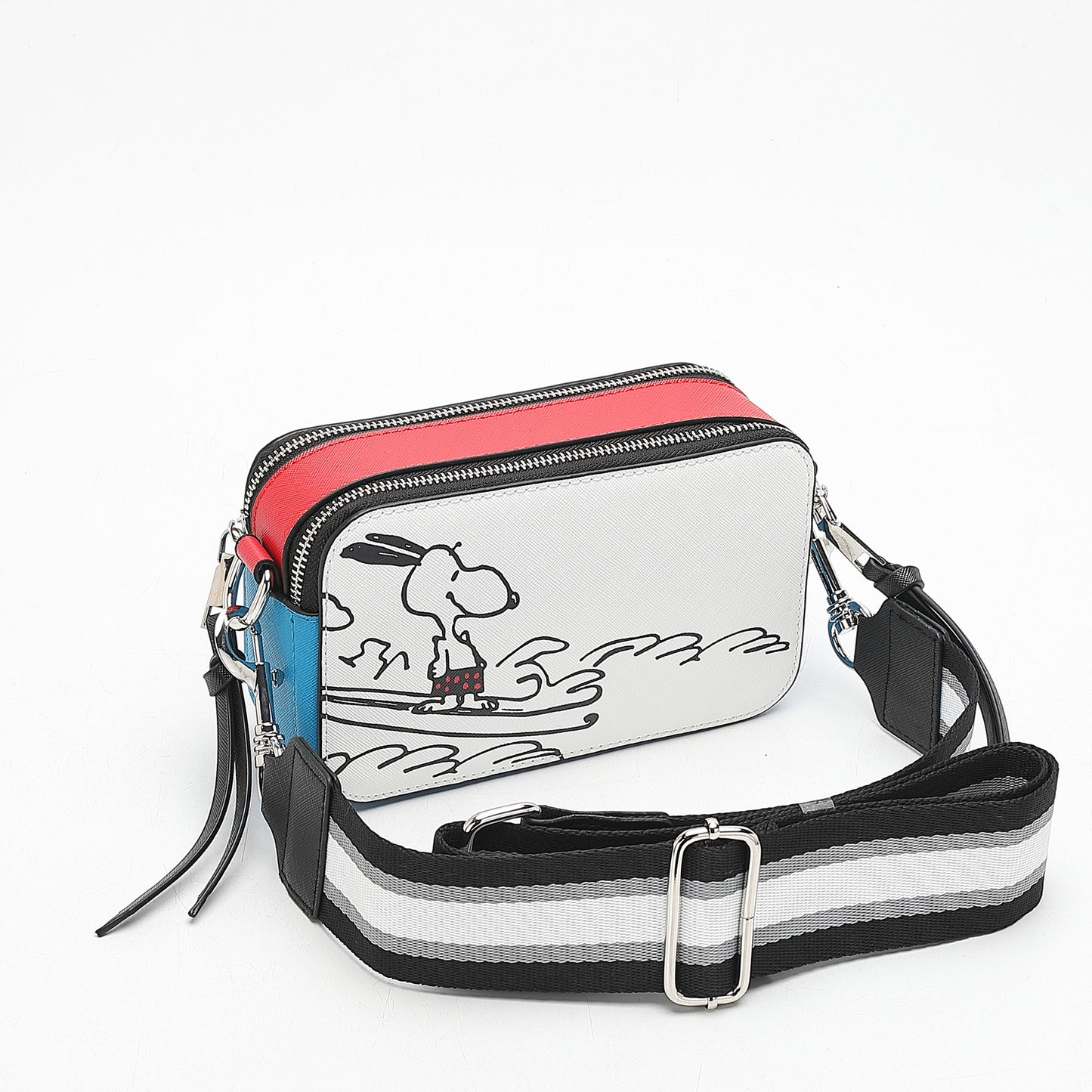 Women's Wide Strap Mark Double Zipper Classic Bags