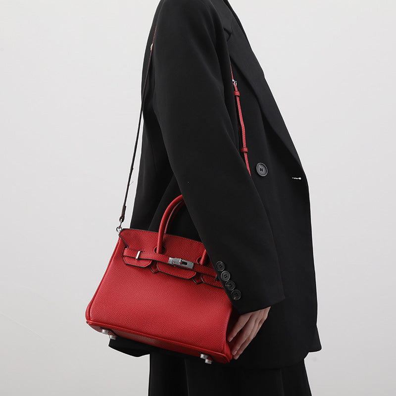 Women's Capacity Lychee Pattern Kelly Fashion Trendy Handbags