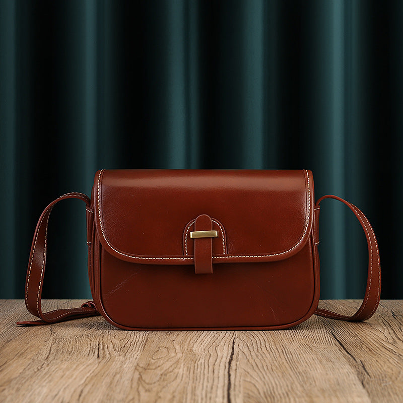 Women's Snap Genuine Leather Retro Art Versatile Bags