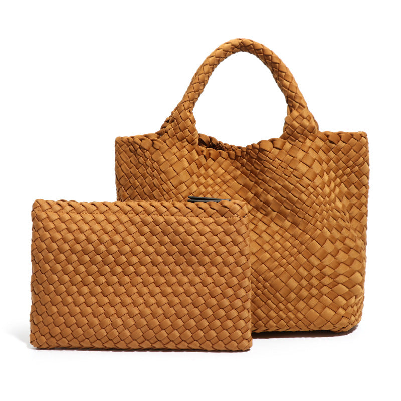 Capacity Hand-woven Retro Portable Texture Popular Handbags