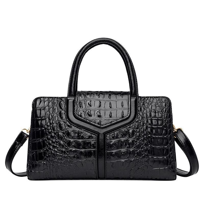 Women's Quality Crocodile Pattern Fashion Retro Large Handbags