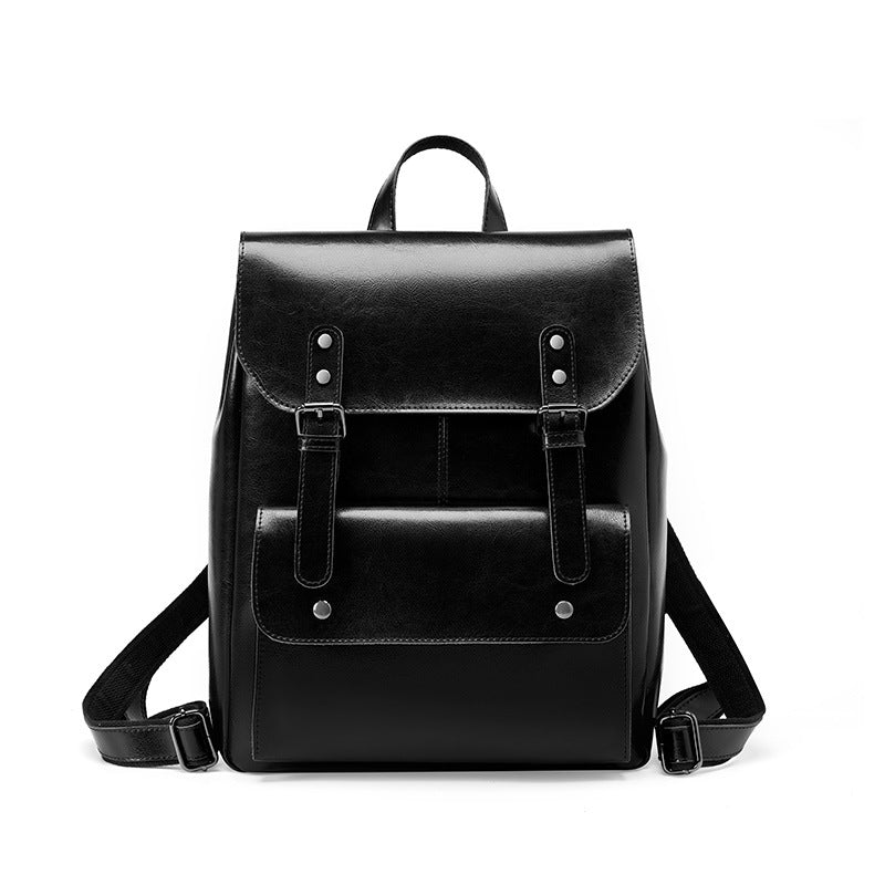 Women's Large Capacity British Style Retro Neutral Genuine Leather Backpacks