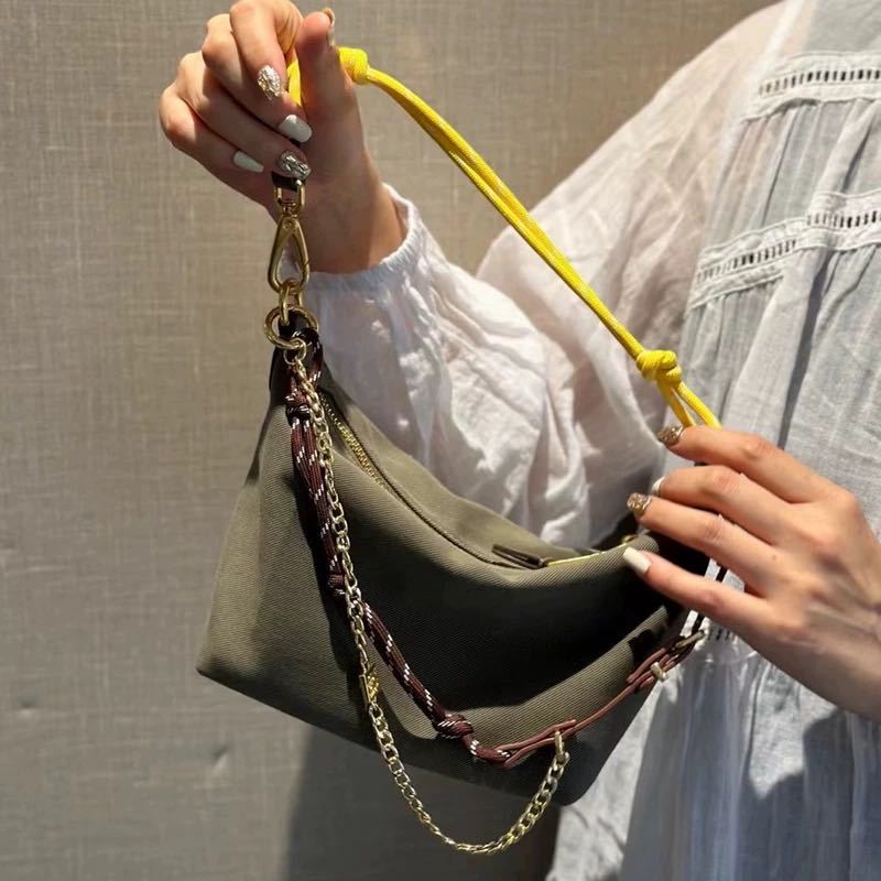 Matching Lunch Box Contrast Color Canvas Shoulder Bags