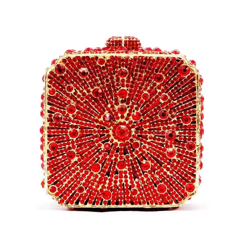 Women's Diamond Hollow Metal Hard Box Crystal Evening Bags