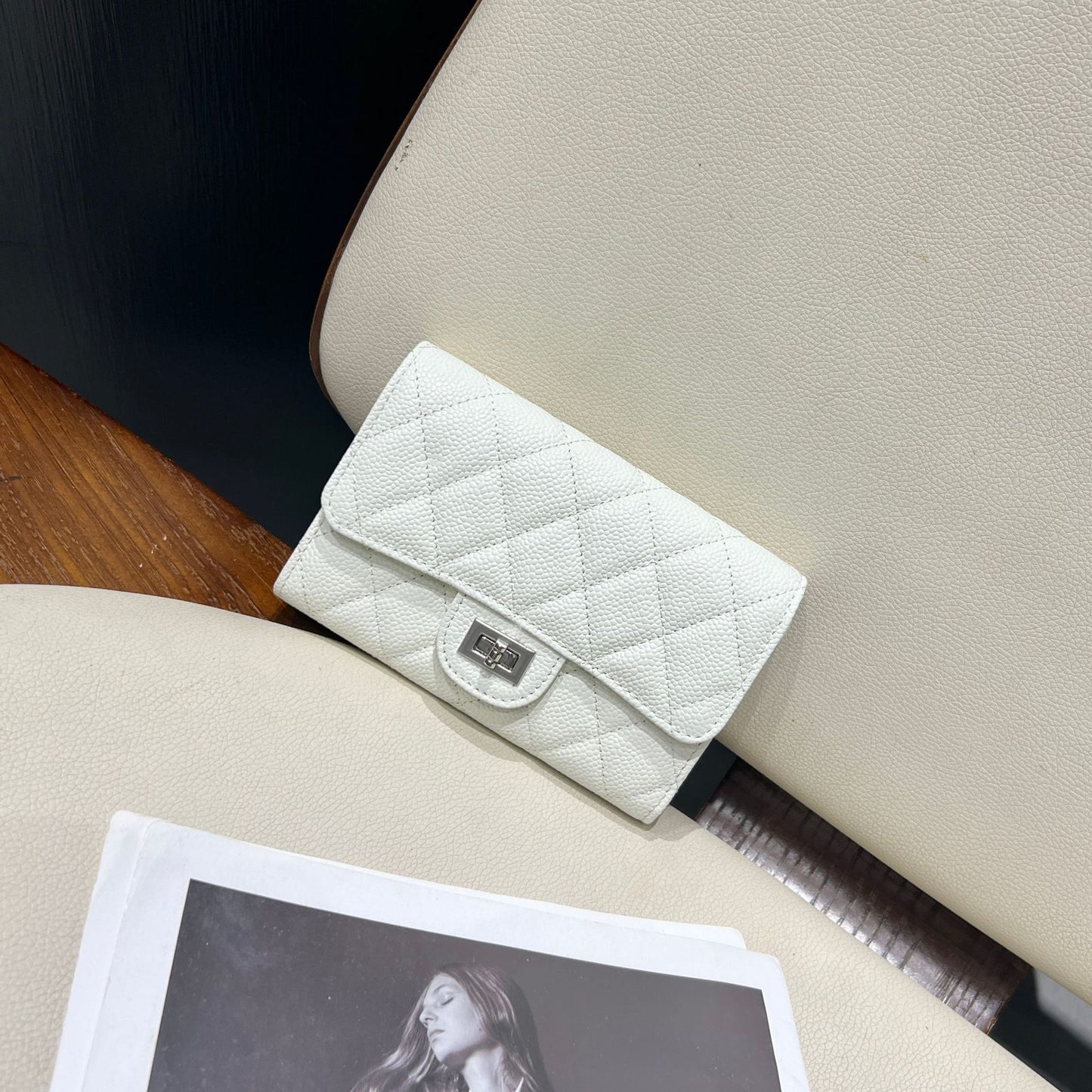 Women's Style Mid-length Leather Rhombus Large Capacity Ladies Wallets