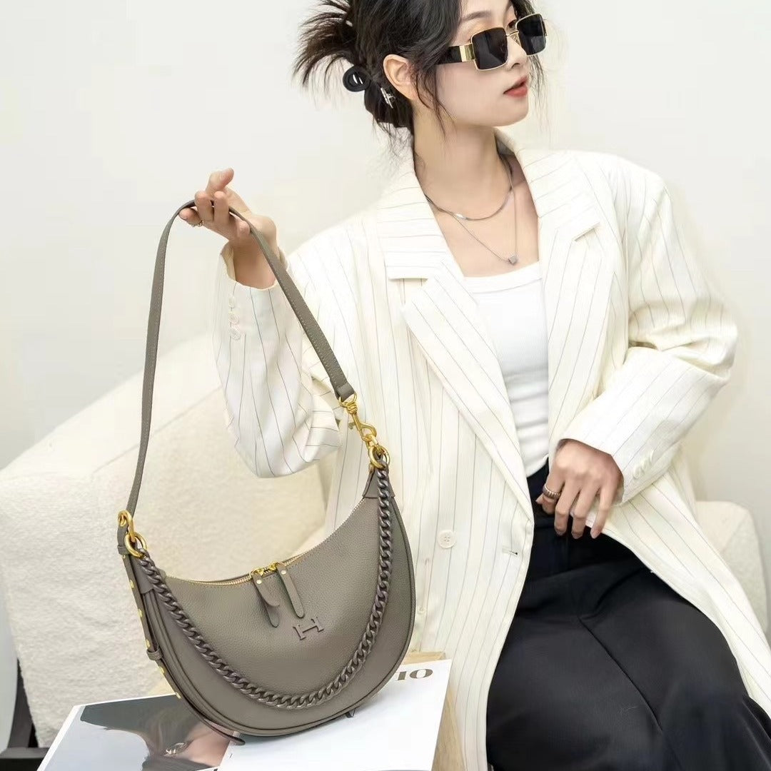 Women's Leather Underarm Fashion High Sense Chain Shoulder Bags