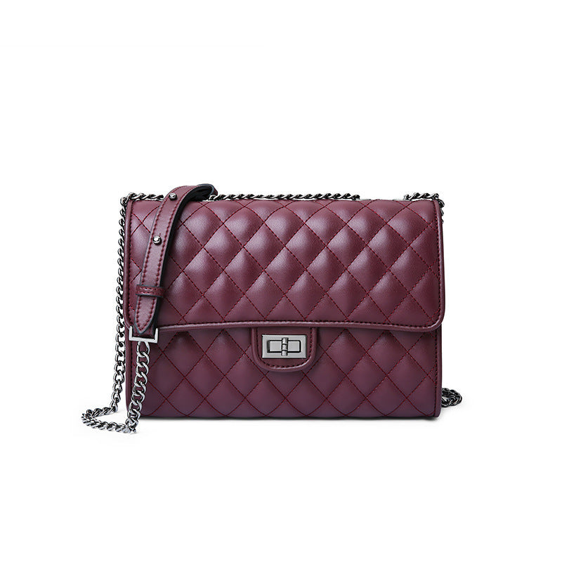 Women's Scarecrow Genuine Leather Rhombus Chain Female Classic Shoulder Bags