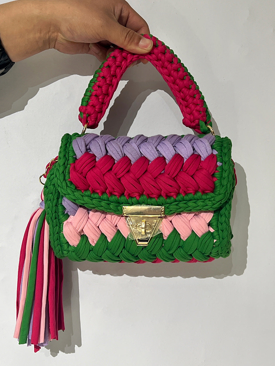 Women's Creative Hand-woven Hook Knitted Tassel Crossbody Bags