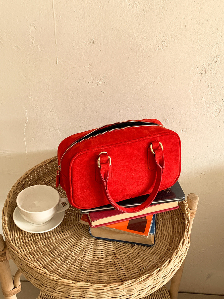 Women's Zipper Trendy Fashion Retro Suede Hand Crossbody Bags