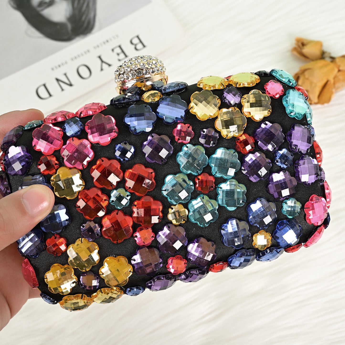Crystal Dinner Handmade Beaded Three-dimensional Chain Evening Bags