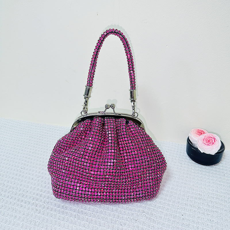 Women's Rhinestone Shell Clip Chain Handmade Dinner Shoulder Bags
