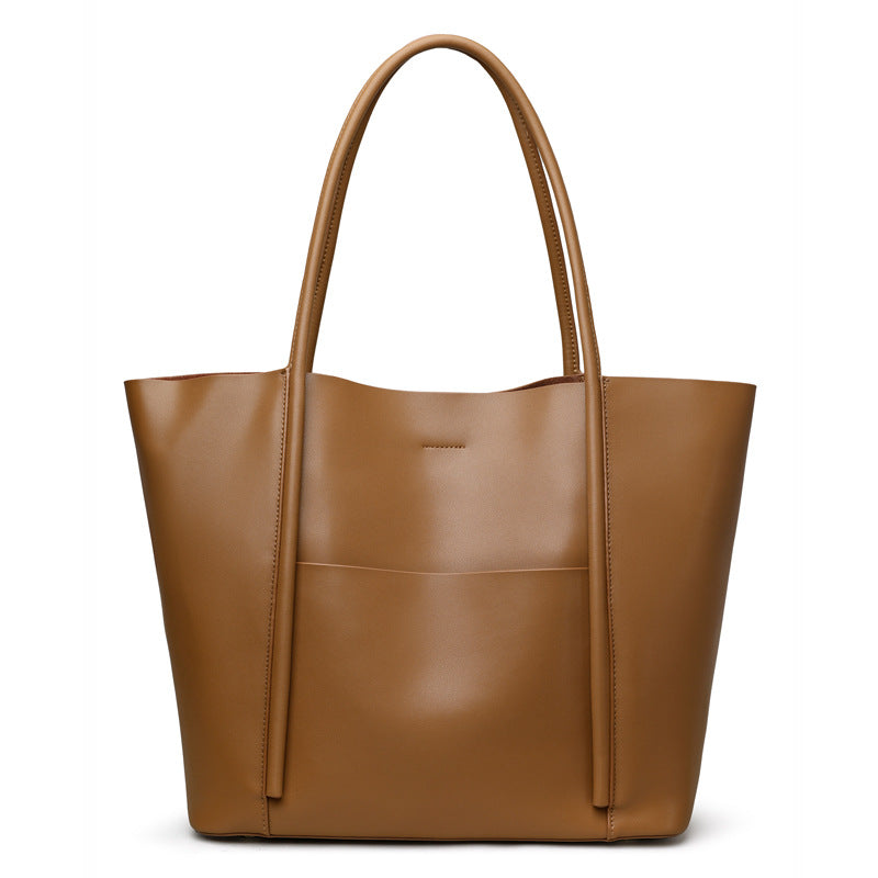 Women's Cowhide Big Large Capacity Versatile Simple Shoulder Bags