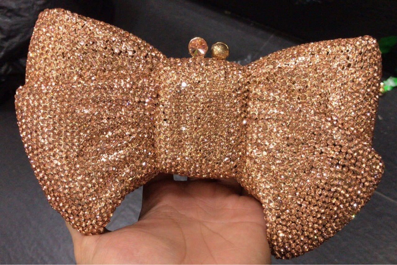 Women's Strict Selection Bow Diamond Banquet Full Evening Bags
