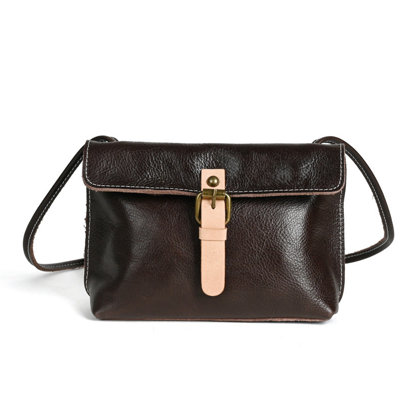 Women's Handmade Genuine Leather First Layer Cowhide Mori Style Crossbody Bags